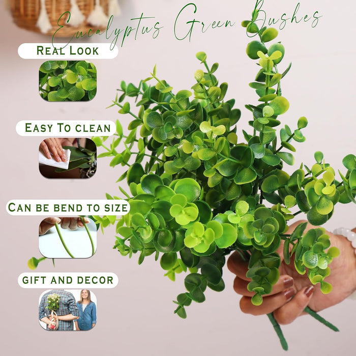 Art Street Artificial PVC Plastic Eucalyptus Green Bushes, Bunch