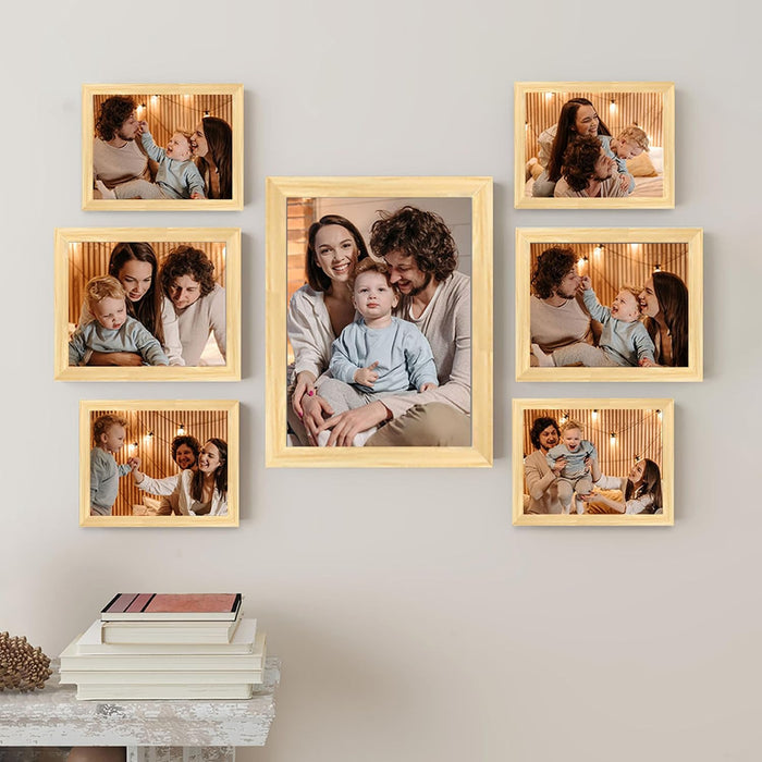 Wall Photo Frame Set of 8 | Gallery Wall Collage Picture Frames | Family Photo Display for Home Decor | Wall Hanging | 8x8 & 8x12 Inch