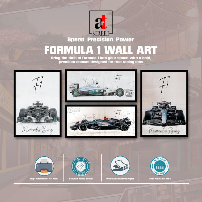 Framed Racing Car Wall Art for Men Room | Modern Race Car Wall Art Painting for Bedroom, Living Room, Office and Home Wall Decoration (Set of 4, 30x41 and 20x46 cm)