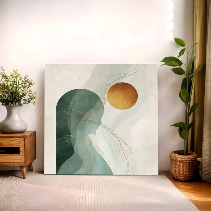 Women Boho Circles Stretched Canvas Wall Art Painting For Living Room, Modern Minimalist Earth Tone Painting, Contemporary Abstract Decor for Living Room, Office & Studio (56xx56 cm)