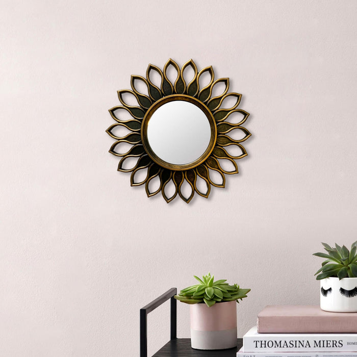 Art Street Decorative Wall Mirror Sunflower Designed for Home, Round Shape Brown Decorative Home Decor for Living Room Decoration(10x10 Inch)