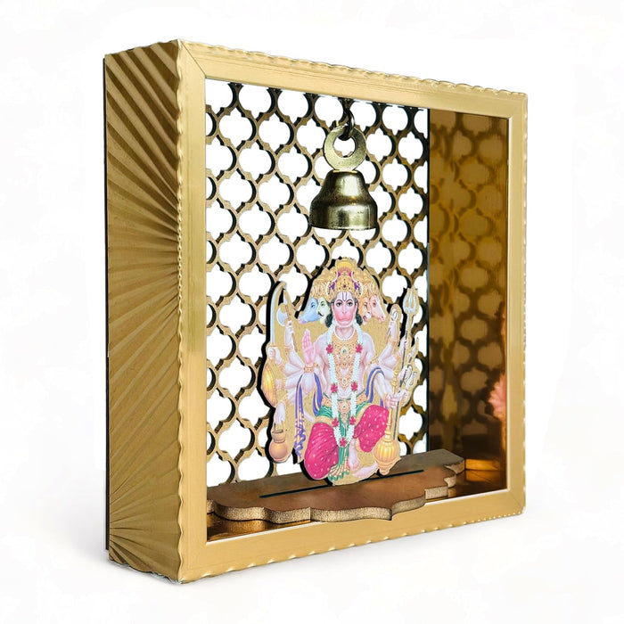 Art Street Panchmukhi Hanuman Small Pooja Mandir for Office & Home Wall Hanging Temple, Diwali Decoration, Gifts, Dcor for Friends & Family (7x7 Inch)