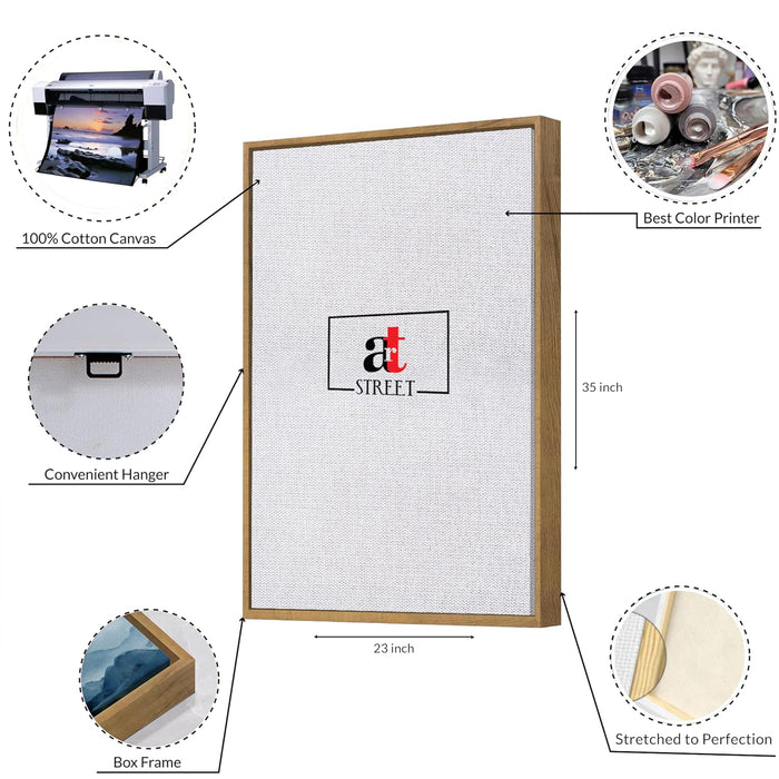 Landscape Abstract Canvas Wall Art Painting Btanch Of A Tree in Multicolor | Digital Painting on Framed Stretched Canvas (23x35 Inch)