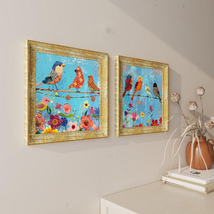 Lotus Floral Pattern Wall Art Prints, Elegant Lotus Designs (15x15 Inch)