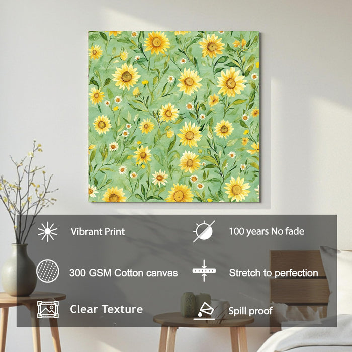 PAINTINGMANTRA Sunflower Botanical Painting for Wall Decoration | Flower Canvas Wall Painting for Living Room, Bedroom, Home and Office Wall Decor (41x41 Cm)