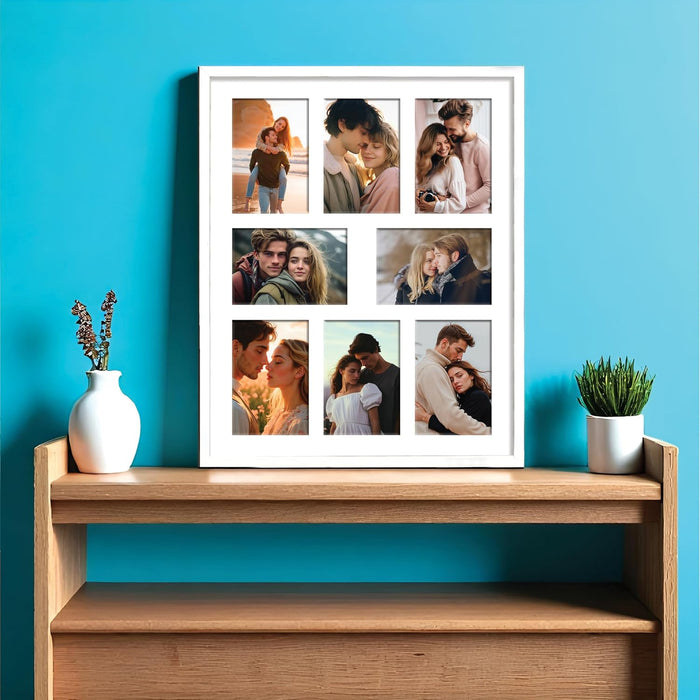 Photo Frame Collage 10x15 cm Photos Display 8 Openings Wall Mounting Home Décor Photo-Frame (44x54 cm)