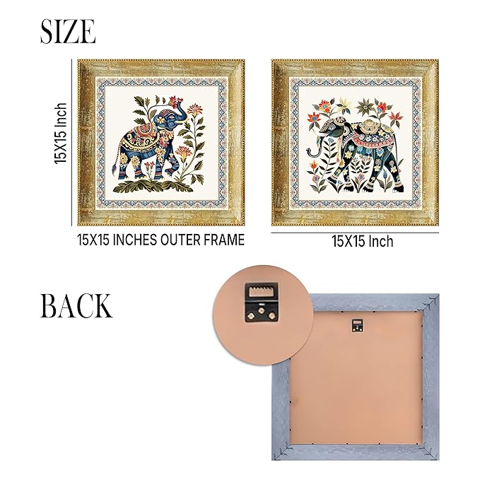 Lotus Floral Pattern Wall Art Prints, Elegant Lotus Designs (15x15 Inch)