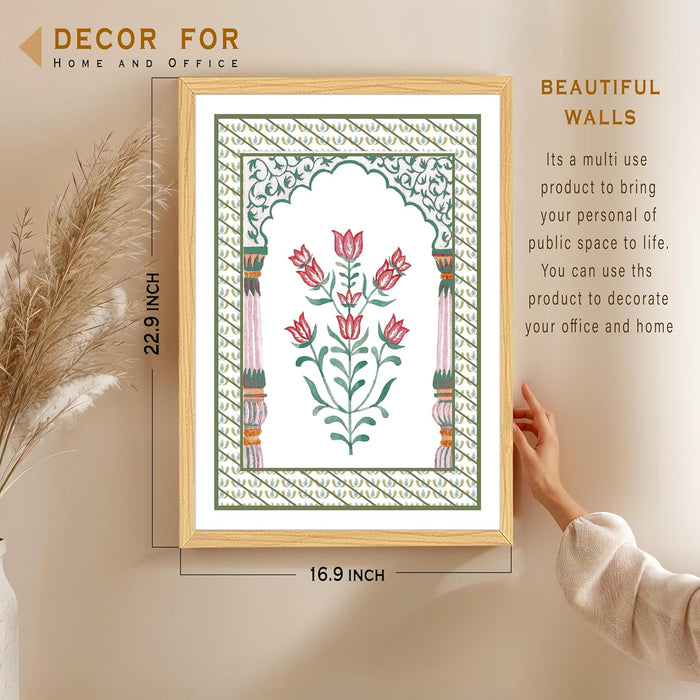 Mughal Floral Art Print, Classic Design to Elevate, Wall Decorative Art Prints (17x23 Inch)