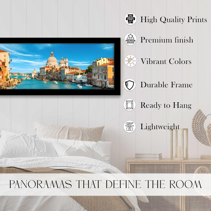 Venice City River View Summer Vacation Wall Art Framed Luxury Paintings for Home Decoration, Living room, Bedroom and Office Decoration (99x38 CM)