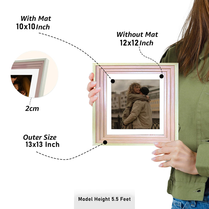 Art Street Luxury Photo Frame for living room, Modern Step Design Photo Frames for Photograph, Art Work, Kids Room Set of 9 (12x12 Inch, Pink)