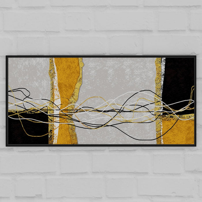 Art Street Abstract Gold Texture Black White Ribbon Large Canvas Painting Panel for Home Décor (Black, 23x47 Inch)