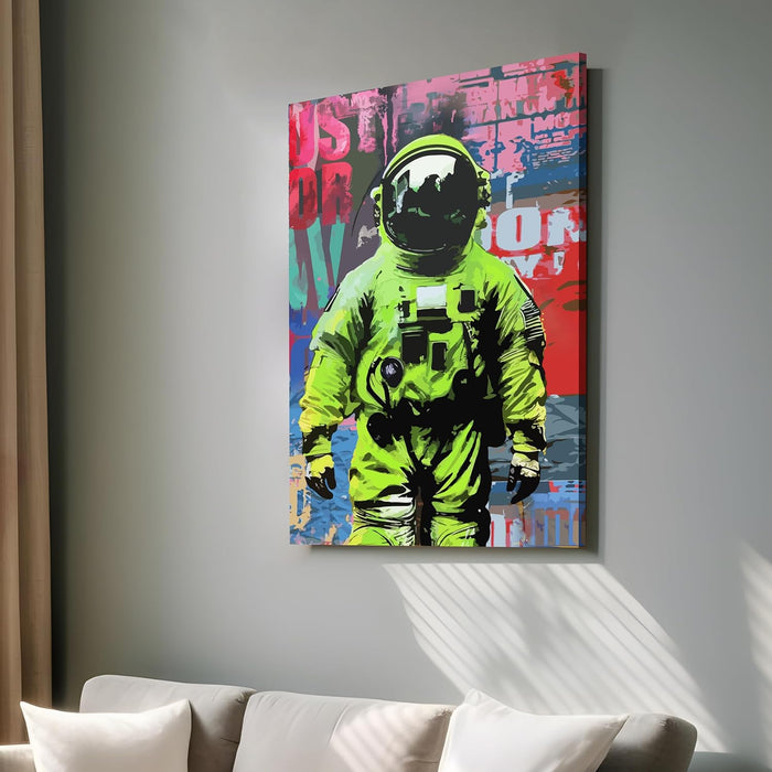 Art Street Stretched Canvas painting Astronaut Figurative Starry Night Grafitti Wall Art for Home Decor, Living Room, Office.