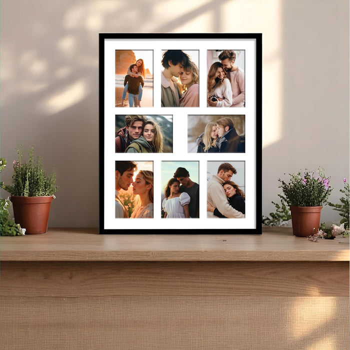 Photo Frame Collage 10x15 cm Photos Display 8 Openings Wall Mounting Home Décor Photo-Frame (44x54 cm)