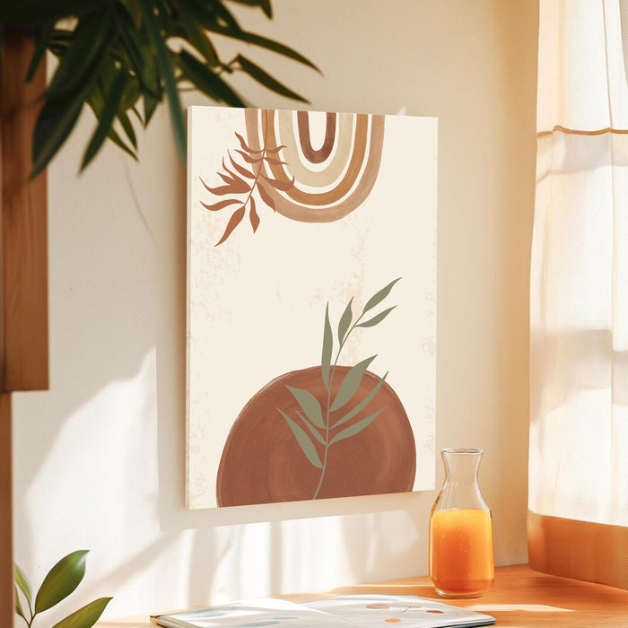 Abstract Botanical Leafs with Modern Boho theme Stretched Canvas Wall Art Illustration Painting for Home & Office Wall Decor, (16x22 Inch)