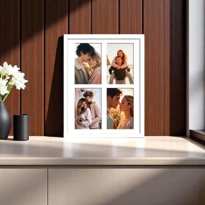 Photo Frame Collage 10x15 cm Photos Display 4 Openings Wall Mounting Photo-Frame (31x39 cm)