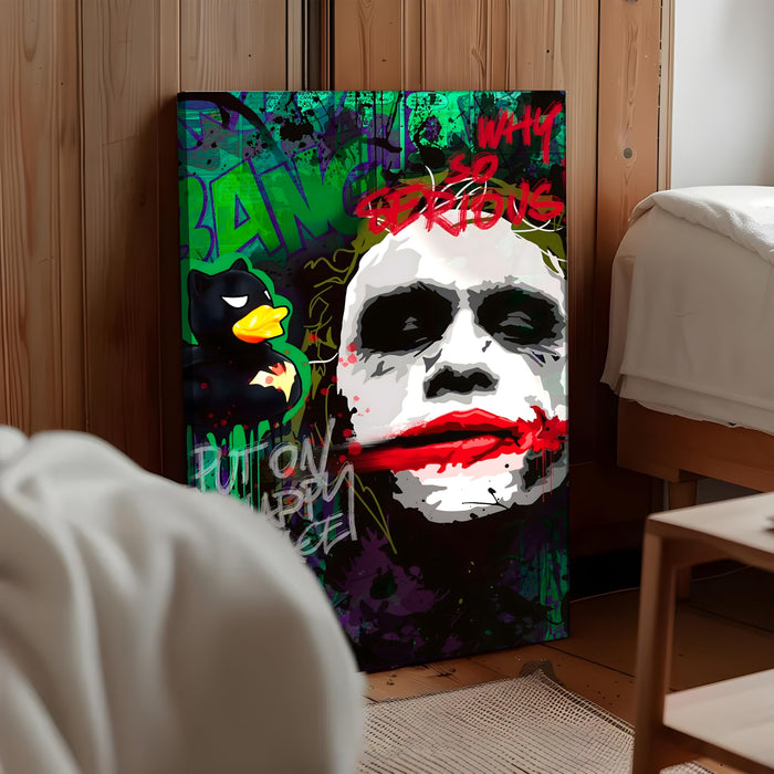 Dark Smile Graffiti Pop Art Stretched Canvas Painting Print | Street Art Wall Décor | Bold Modern Artwork for Living Room, Office & Studio, 56x86 cm