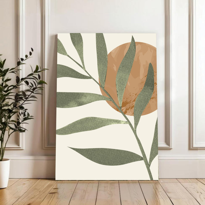 Abstract Botanical leaves Sun Stretched Canvas Wall Art Modern Boho Illustration Painting for Home & Office Wall Decor, (16x22 Inch)