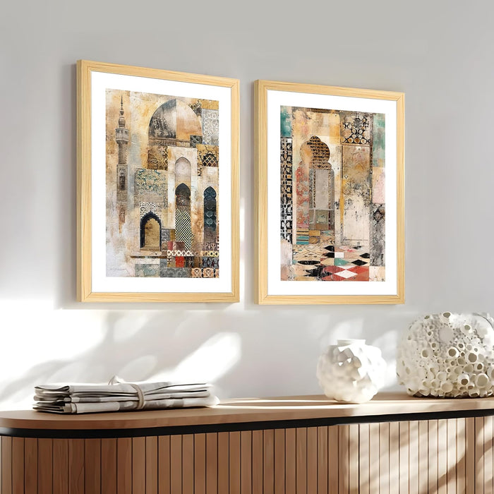 Modern Art Soft Pastel Bird Sitting on Branch Painting, Set of 2 (Brown, 13x18 Inch), Wall Paintings