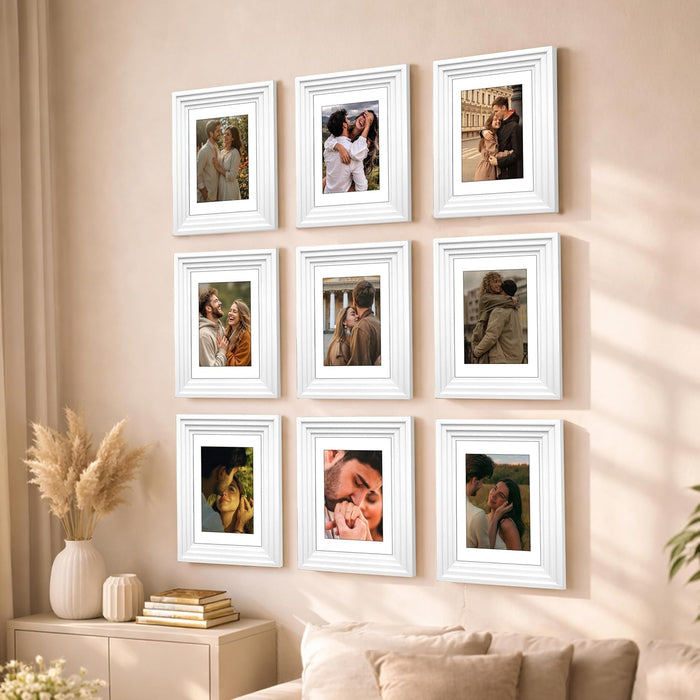 Wooden Cave Design Photo Frame Set of 9 | Black Picture Frames for Photos, Artwork & Certificates | Wall Décor for Living Room & Home (11x14 Inch)