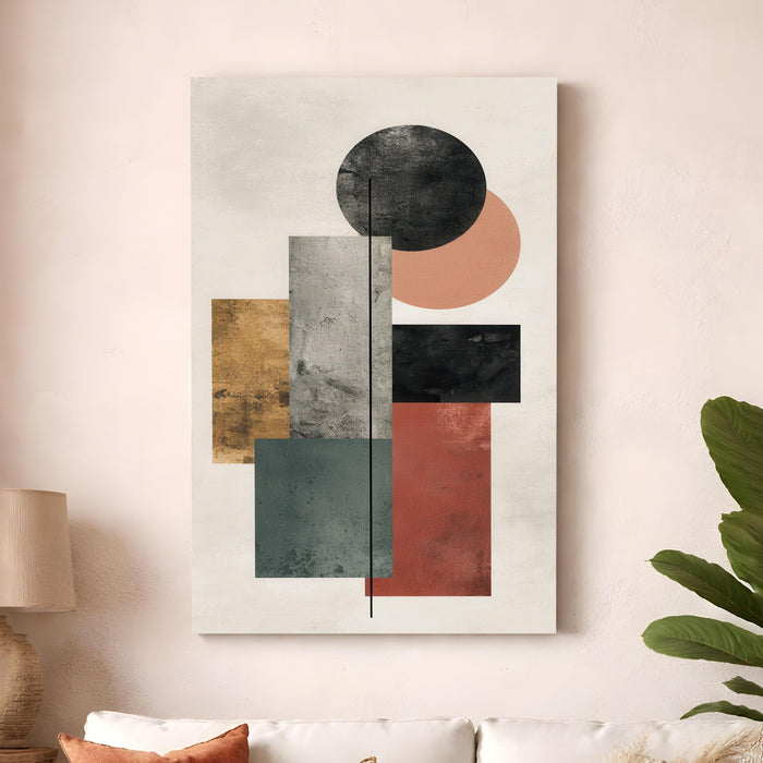 Boho Abstract Stretched Canvas Painting For Living Room | Earthtone Modern Stretched Canvas Wall Art For Livingroom Home Decor, Bedroom, Hallway's, Office, Hotel - 56x86 cm