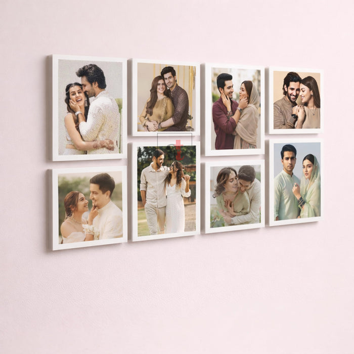 Art Street Photo Frame Set of 8 White Wall Decor Collage Display Hanging Family Picture Frames Gallery Collection Decor Items Wall Mount Frames Birthday Anniversary Gift, 8x8 and 8x12 In