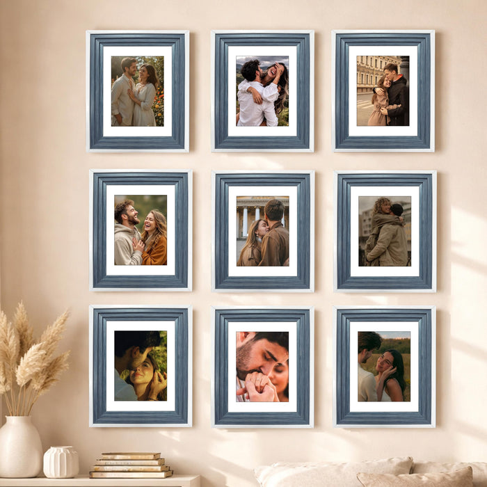 Art Street Premium Photo Frame for living room, Classic Aesthetic Design Photo Frames for Photograph, Art Work, Kids Room Set of 9 (11x14 Inch, Blue)