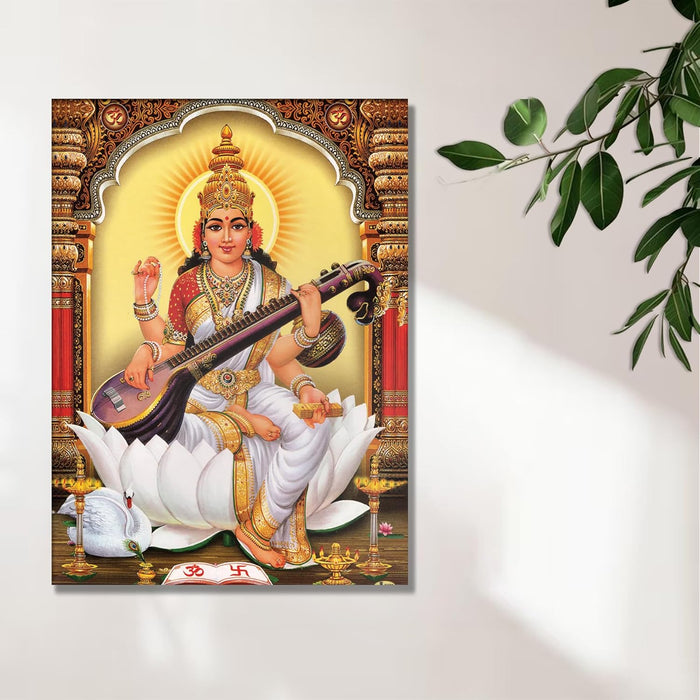 Spiritual Stretched Canvas Pooja room Temple Wall Art Print Painting on Stretched-Canvas (30x41 CM)