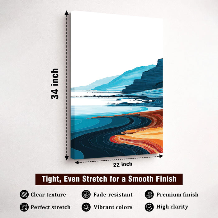 Abstract Seascape Stretched Canvas Painting For Living Room | Ocean Coastal Stretched Canvas Wall Art For Livingroom Home Decor, Bedroom, Hallway's, Office, Hotel - 56x86 cm