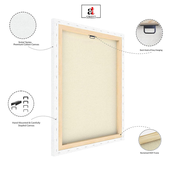 Square Stretched Canvas Elephant Traditional Indian Wall Art Print Décor Printed on Canvas Stretched on Wood 41x41 cm