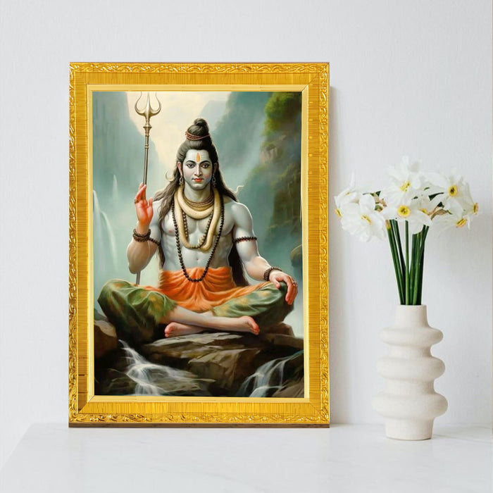 Mahadev Shiv Photo Frame for Mandir, Pooja Room | Divine Hindu Deity Wall Art (10x13 Inch)