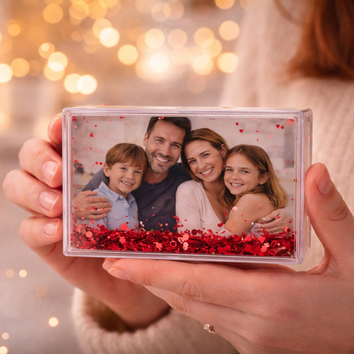 Art Street Customized Red Glitter Magnetic Photo Frame, Liquid Filled Photo Holder, Dynamic Shaking Glitter Photos Magnet, Unique Valentine’s Day Gift, Acrylic Fridge Magnet Frame, 2.3x3.7 Inch