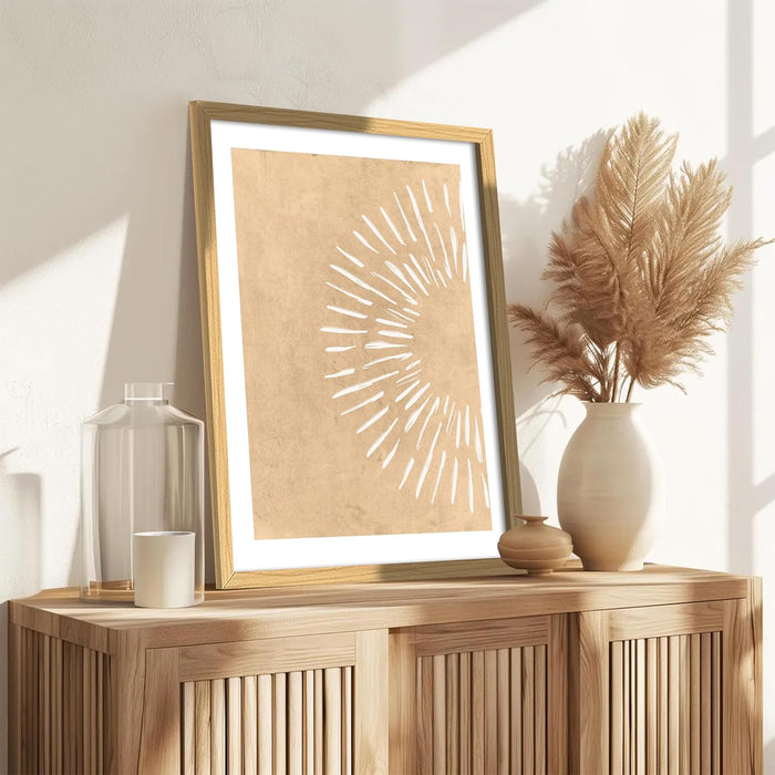 Boho Sun Minimalist Wall Painting, Bohemian Large Wall Art Painting  (16.9x22.9 Inches)