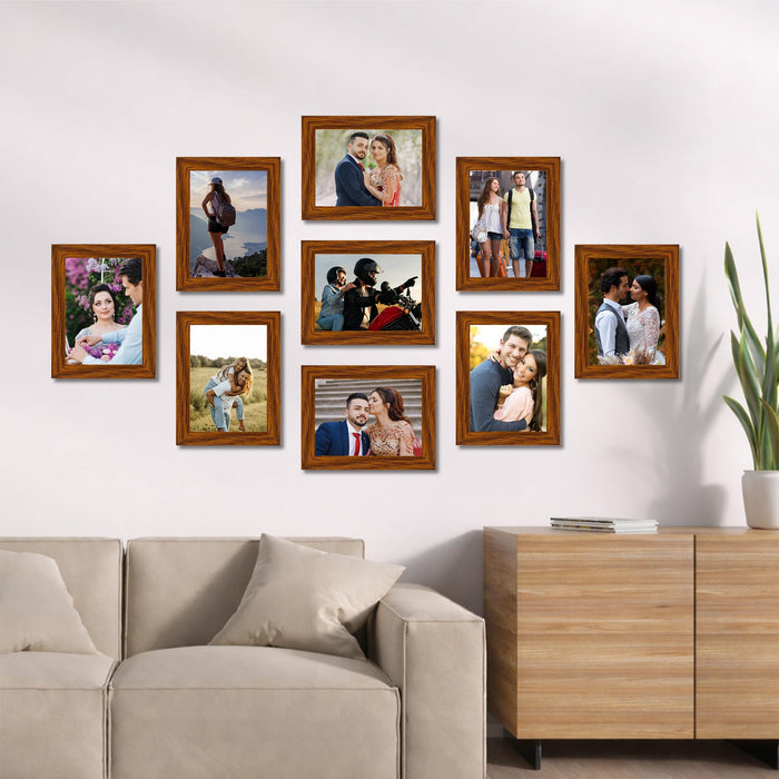 Art Street Family Photo Frame Set of 9 for Wall Decor, Wooden Finish Collage Picture Frames for Living Room, Bedroom & Home Decoration, Multi-Size Wall Hanging Gallery Frame Set, (Size, 6x8 Inch)