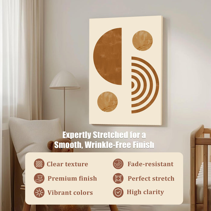 Abstract Rainbow sun pattern Stretched Canvas Wall Art Modern Boho Illustration Painting for Home & Office Wall Decor, (16x22 Inch)