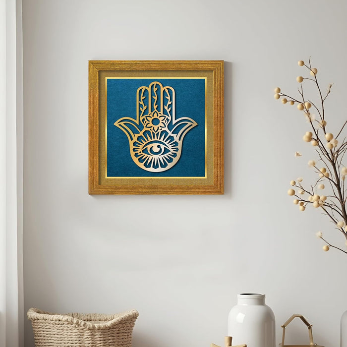 Hamsa Hand Vastu for Protection, Good Luck, Charm for Home and Office | Hand of Fatima Ideal Spiritual Gift for Women and Housewarming (9x9 Inch)