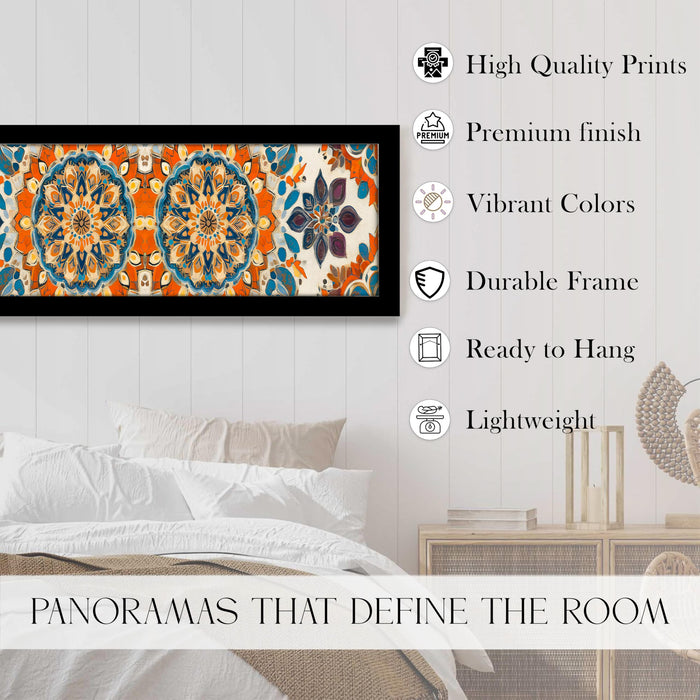 Flower Painting for Wall Decoration Traditional Indian Mughal Art Framed Luxury Paintings for Home Decoration, Living room, Bedroom and Office Decoration (99x38 CM)