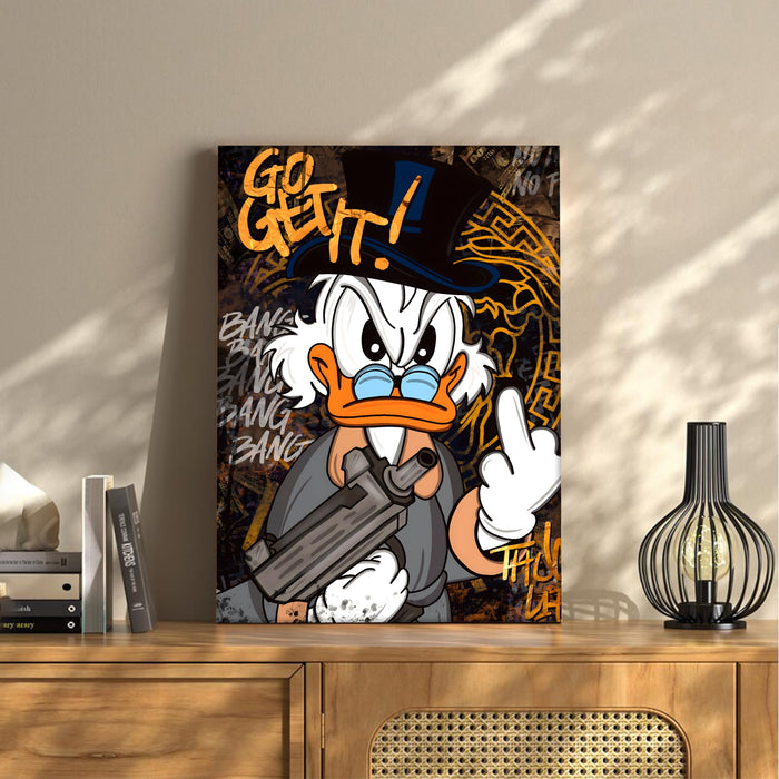 Go Get It Motivational Pop Art Stretched Canvas Painting Print| Bold Hustle Graffiti Wall Art | Modern Street Style Artwork for Home & Office Décor, 41x56 cm