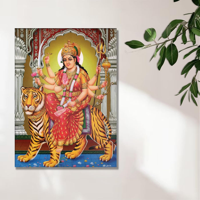 Spiritual Stretched Canvas Pooja room Temple Wall Art Print Painting on Stretchd-Canvas Suits for Pooja-room, Mandir, Hallways, Living Room, Office (30x41 CM)