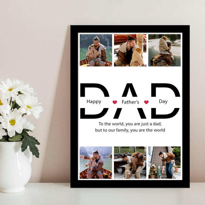 SNAP ART Personalised Gift For Father's Day Collage Customized Six Photo DAD Photo Print with Frame (A4, 8.9x12.8 inch)