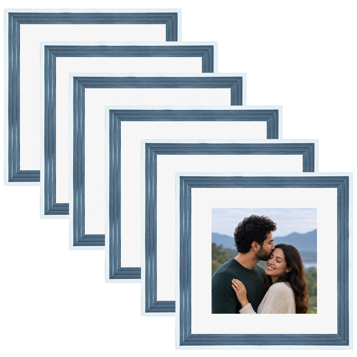 Art Street Luxury Photo Frame for living room, Modern Step Design Photo Frames for Photograph, Art Work, Kids Room Set of 6 (12x12 Inch, Blue)