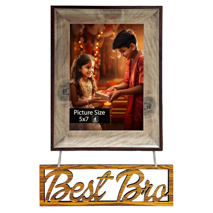 Art Street 5x7 Inch Photo frame with 'Best Bro' Hanging Plaque for Brother, Rakshanbandhan/Rakhi, Gift Set Combo