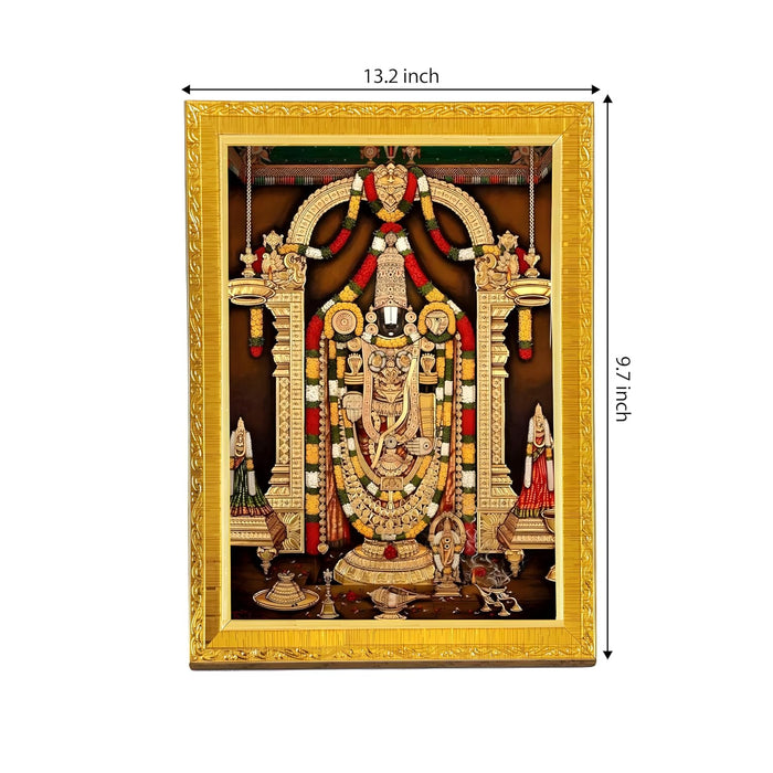 Tirupati Balaji Lakshmi Venkateshwara Swamy Photo Frame for Mandir, Pooja Room | Divine Hindu Deity Wall Art (10x13 Inch)