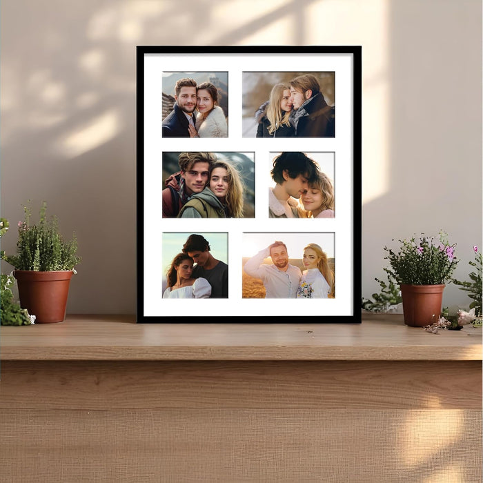 Photo Frame Collage 13x18, 13x13 cm Photos Display 6 Openings Wall Mounting Home Décor Photo-Frame (44x54 cm)