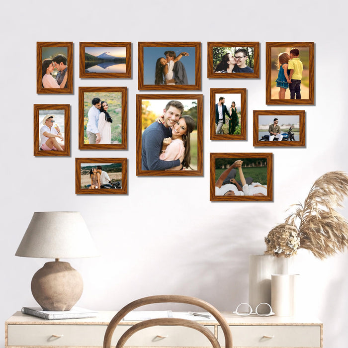 Family Photo Frame Set of 12 for Wall Decor, Wooden Finish Collage Picture Frames for Living Room, Bedroom, Multi-Size Wall Hanging Gallery Frame Set, (7 Set 4x6, 4 Set 6x8, 1 Set 8x10 Inch)