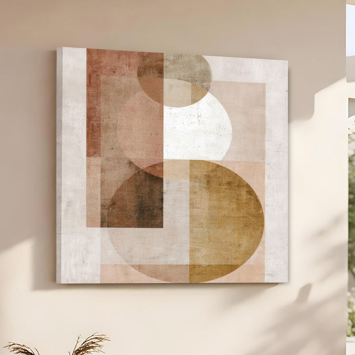 Modern Boho Circles Stretched Canvas Wall Art Painting For Living Room, Modern Minimalist Painting, Abstract Decor for Living Room, Office & Studio (56xx56 cm)