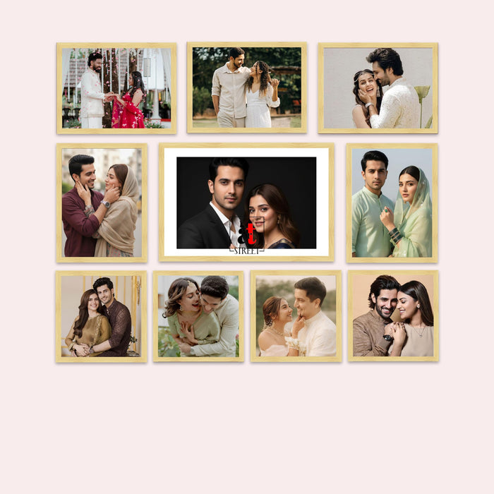 Art Street Photo Frame Set of 10 Beige Wall Decor Collage Display Hanging Family Picture Frames Gallery Collection Decor Items Wall Mount Frames Birthday Anniversary Gift, 8x8, 8x12 and 12x16 In