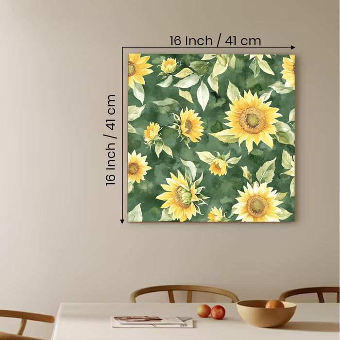 Sunflower Painting for Wall Decoration | Flower Canvas Wall Painting for Living Room, Bedroom, Home and Office Wall Decor (41x41 Cm)
