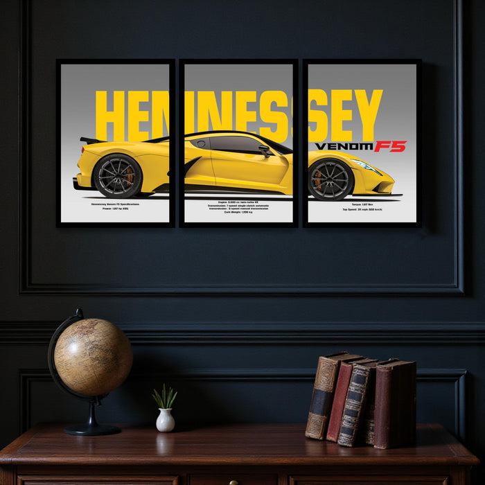 Framed Racing Car Wall Art for Men Room | Modern Race Car Wall Art Painting for Bedroom, Living Room, Office and Home Wall Decoration (Set of 3, 33x45 cm)