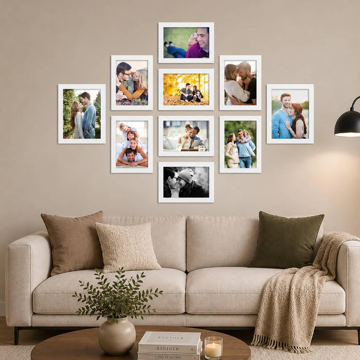 Wall Photo Frame Set of 8 | Gallery Wall Collage Picture Frames | Family Photo Display for Home Decor | Wall Hanging | 8x8 & 8x12 Inch