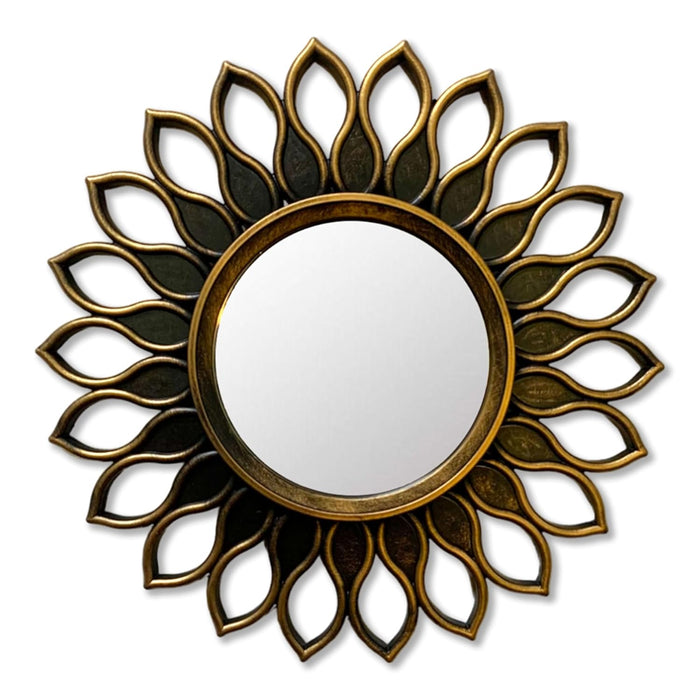 Art Street Decorative Wall Mirror Sunflower Designed for Home, Round Shape Brown Decorative Home Decor for Living Room Decoration(10x10 Inch)